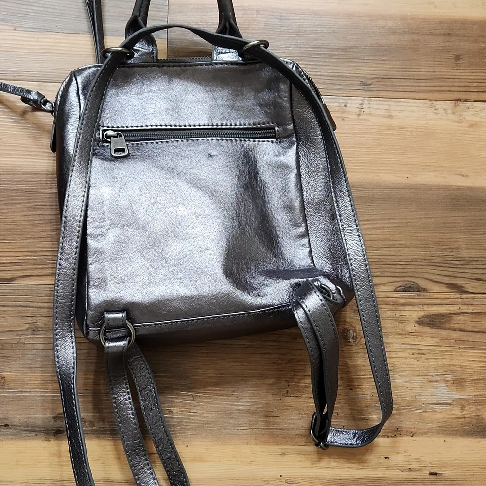 The Sak Metallic Pewter Leather Backpack